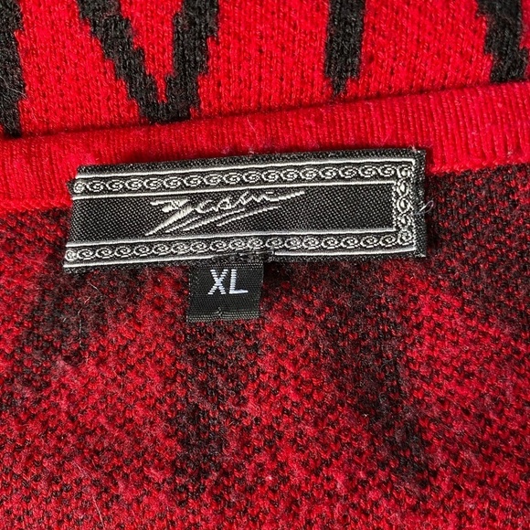 Red & Black Fair Isle Pattern Pullover Crewneck Long Sleeves Sweater, Sz: XL - Picture 7 of 9